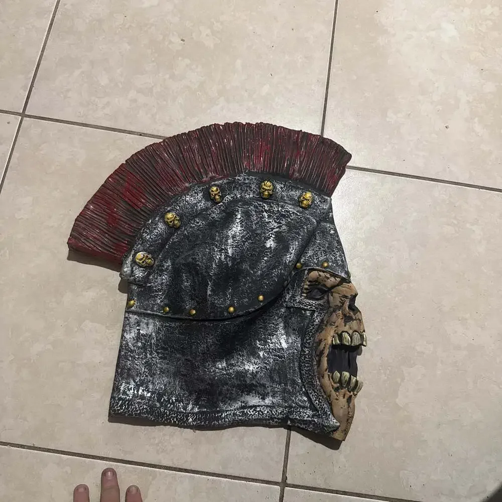 Gladiator Skeleton Halloween Mask with Mohawk - Horror Gothic Costume